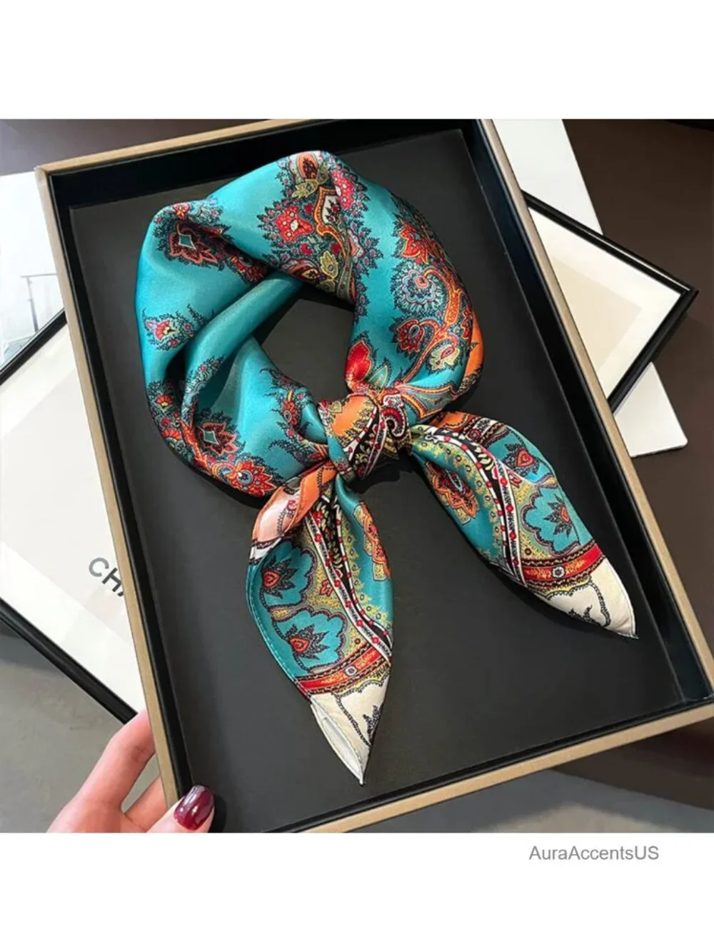100% Pure Mulberry Silk Square Scarf 26x26 Hair Scarf Neck Scarf Gift